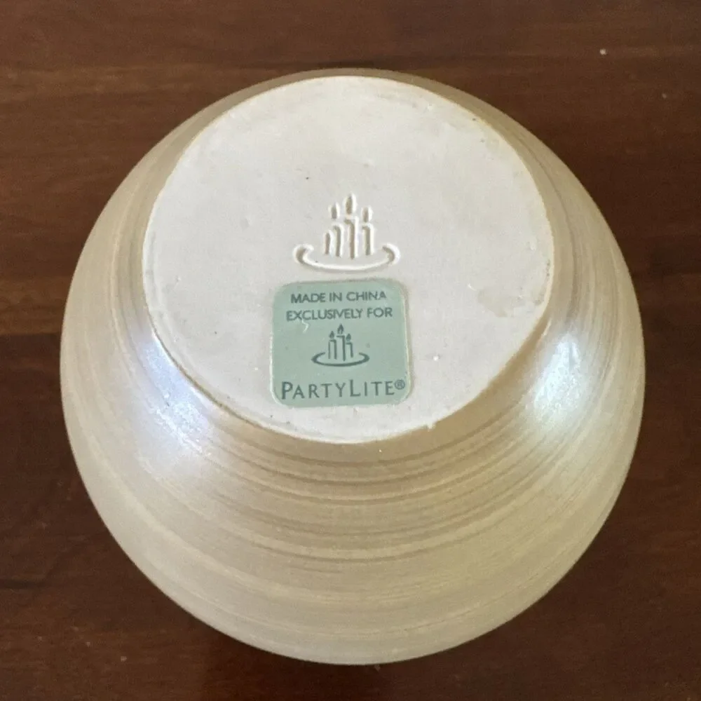 Vintage Retired Partylite raker bamboo ceramic holder retired nib p13d/p9887